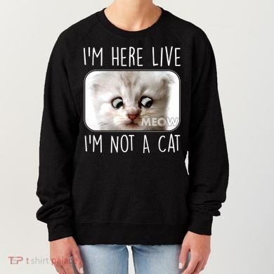 I'm Here Live I'm Not A Cat Zoom Lawyer Cat Meme Women's Sweatshirt