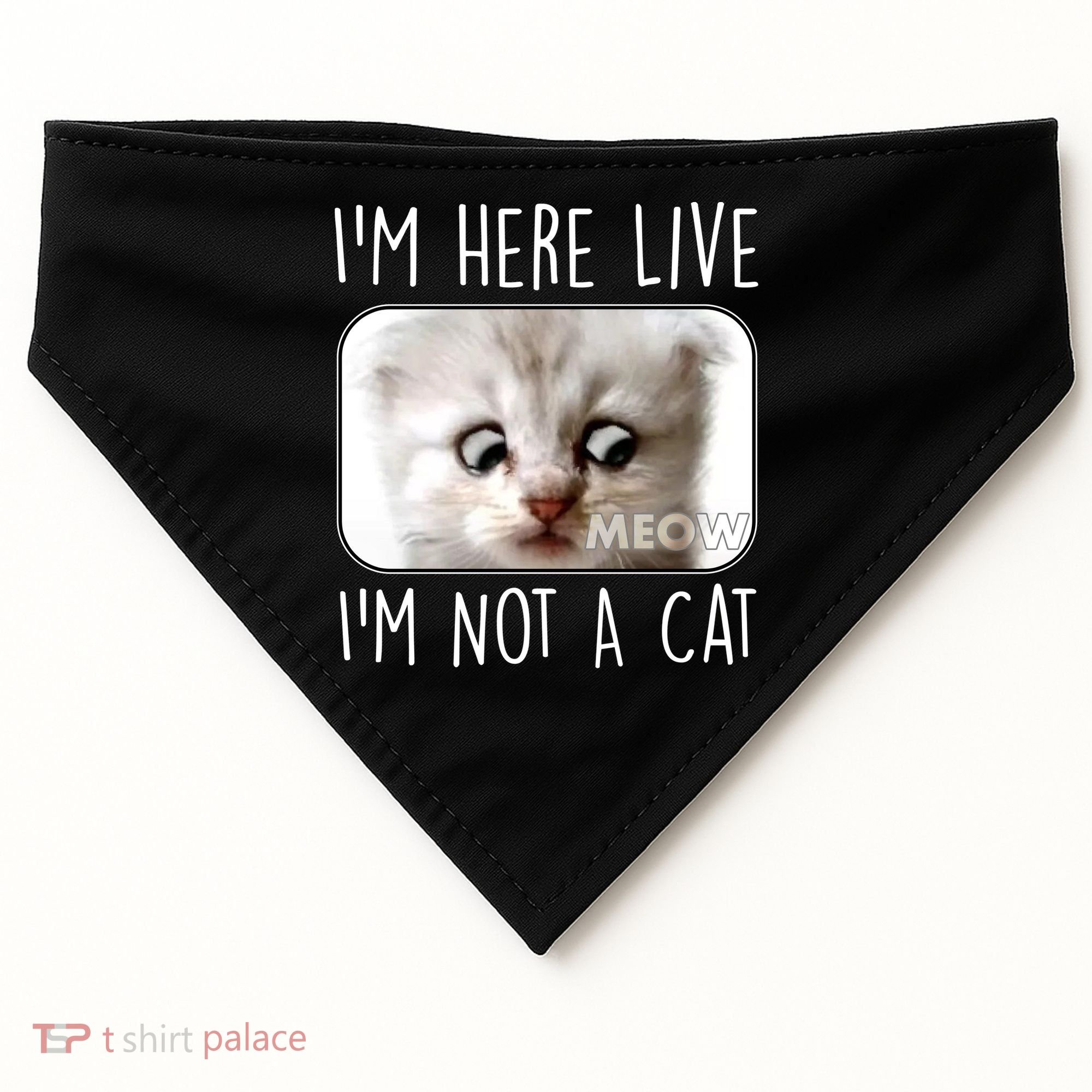 I'm Here Live I'm Not A Cat Zoom Lawyer Cat Meme USA-Made Doggie Bandana