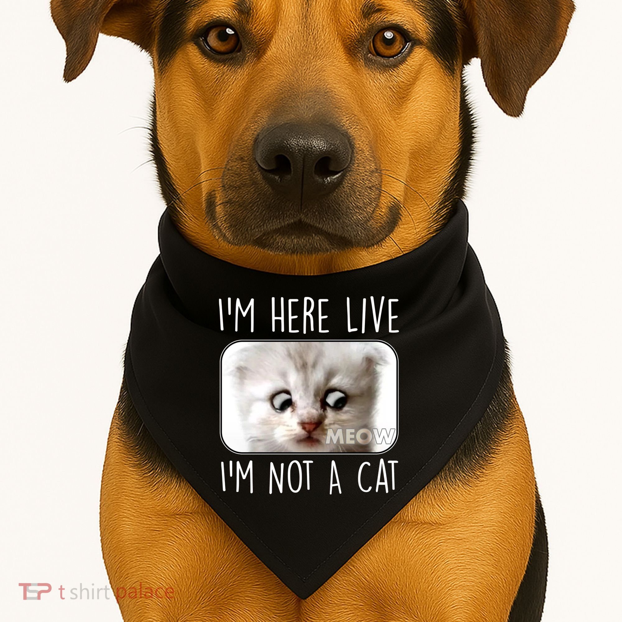 I'm Here Live I'm Not A Cat Zoom Lawyer Cat Meme USA-Made Doggie Bandana