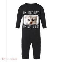 I'm Here Live I'm Not A Cat Zoom Lawyer Cat Meme Infant Fleece One Piece thumb 0