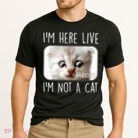 I'm Here Live I'm Not A Cat Zoom Lawyer Cat Meme Cooling Performance Crew T-Shirt thumb 2