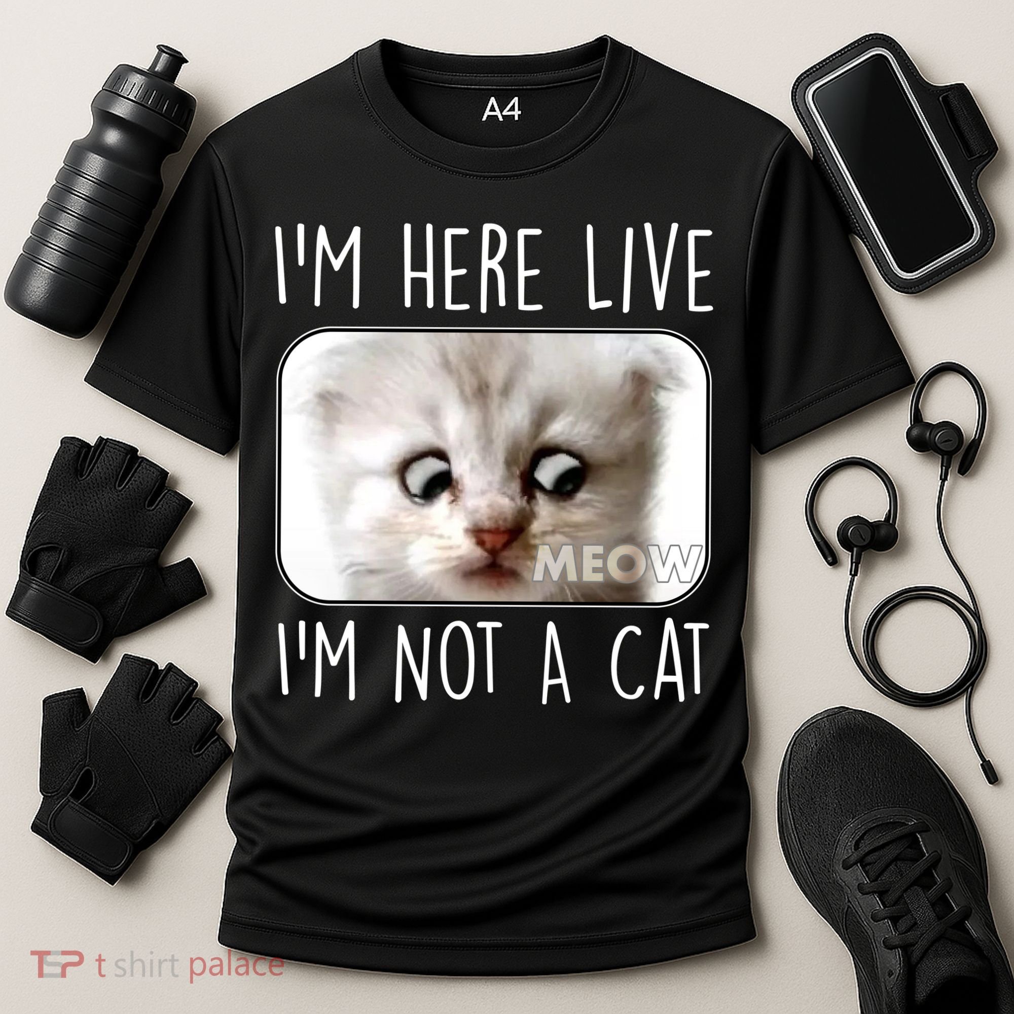 I'm Here Live I'm Not A Cat Zoom Lawyer Cat Meme Cooling Performance Crew T-Shirt