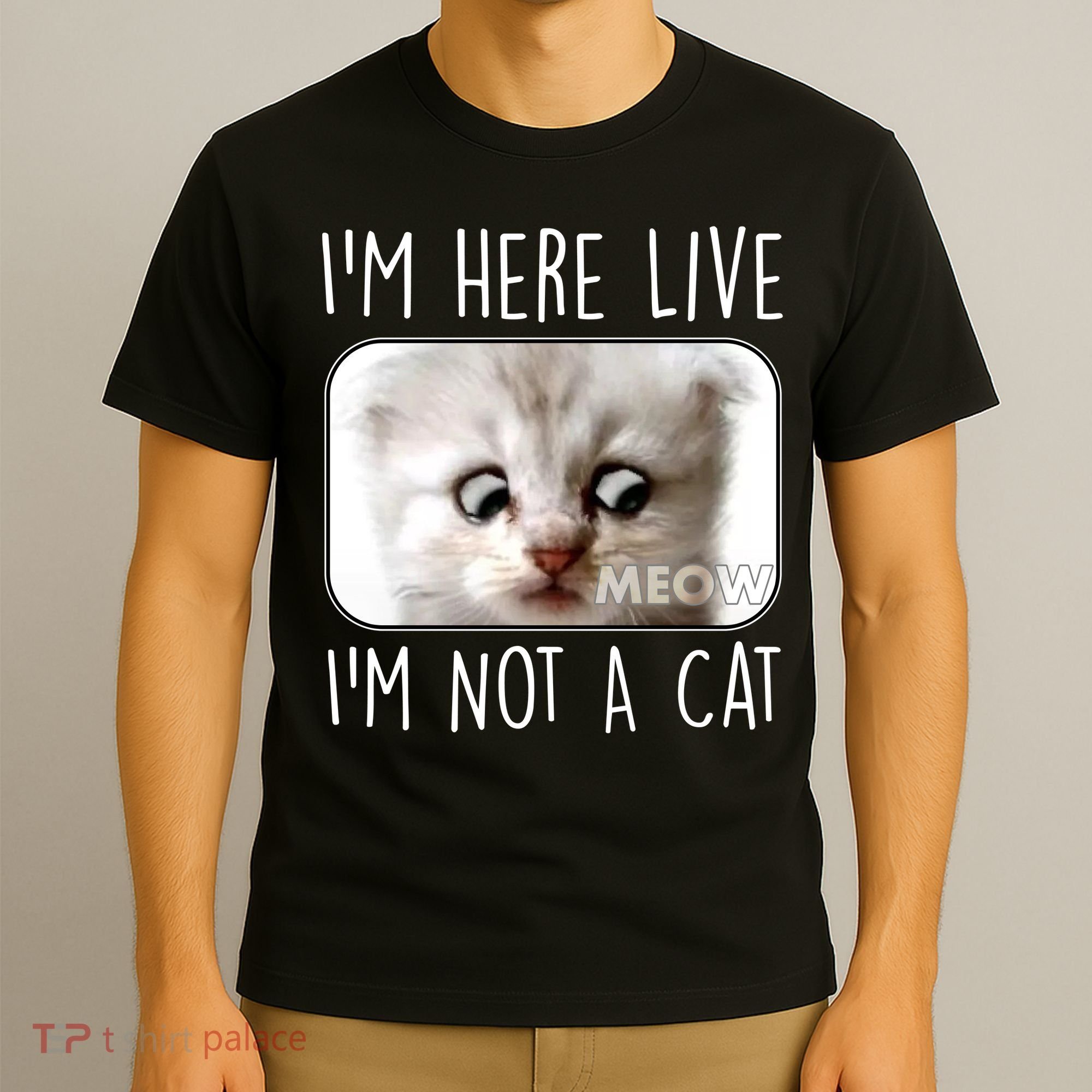 I'm Here Live I'm Not A Cat Zoom Lawyer Cat Meme T-Shirt