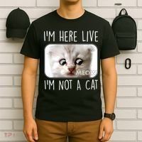 I'm Here Live I'm Not A Cat Zoom Lawyer Cat Meme T-Shirt thumb 6