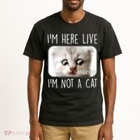 I'm Here Live I'm Not A Cat Zoom Lawyer Cat Meme Tall T-Shirt thumb 2