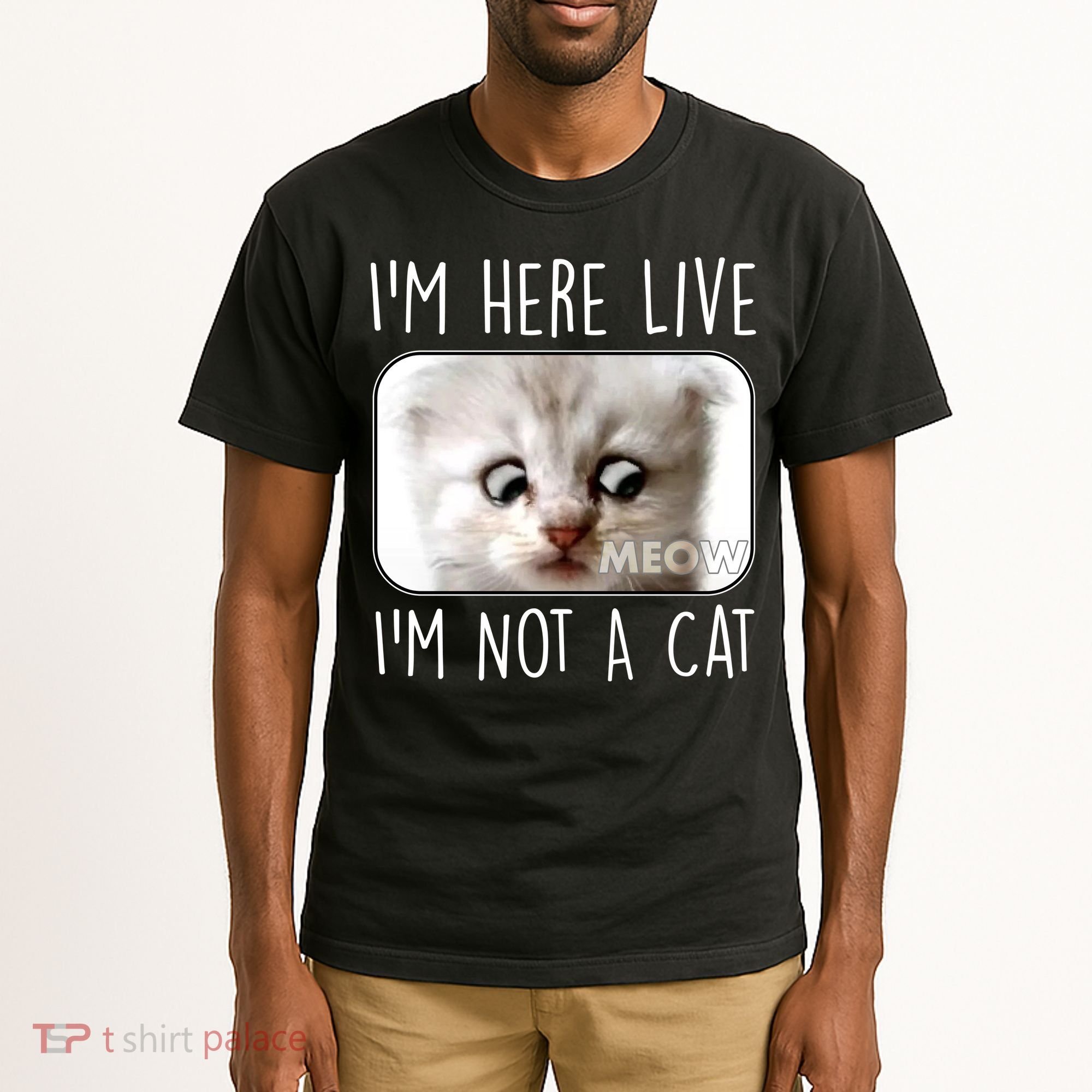 I'm Here Live I'm Not A Cat Zoom Lawyer Cat Meme Tall T-Shirt