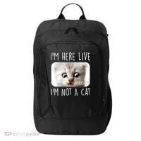 I'm Here Live I'm Not A Cat Zoom Lawyer Cat Meme City Backpack thumb 0