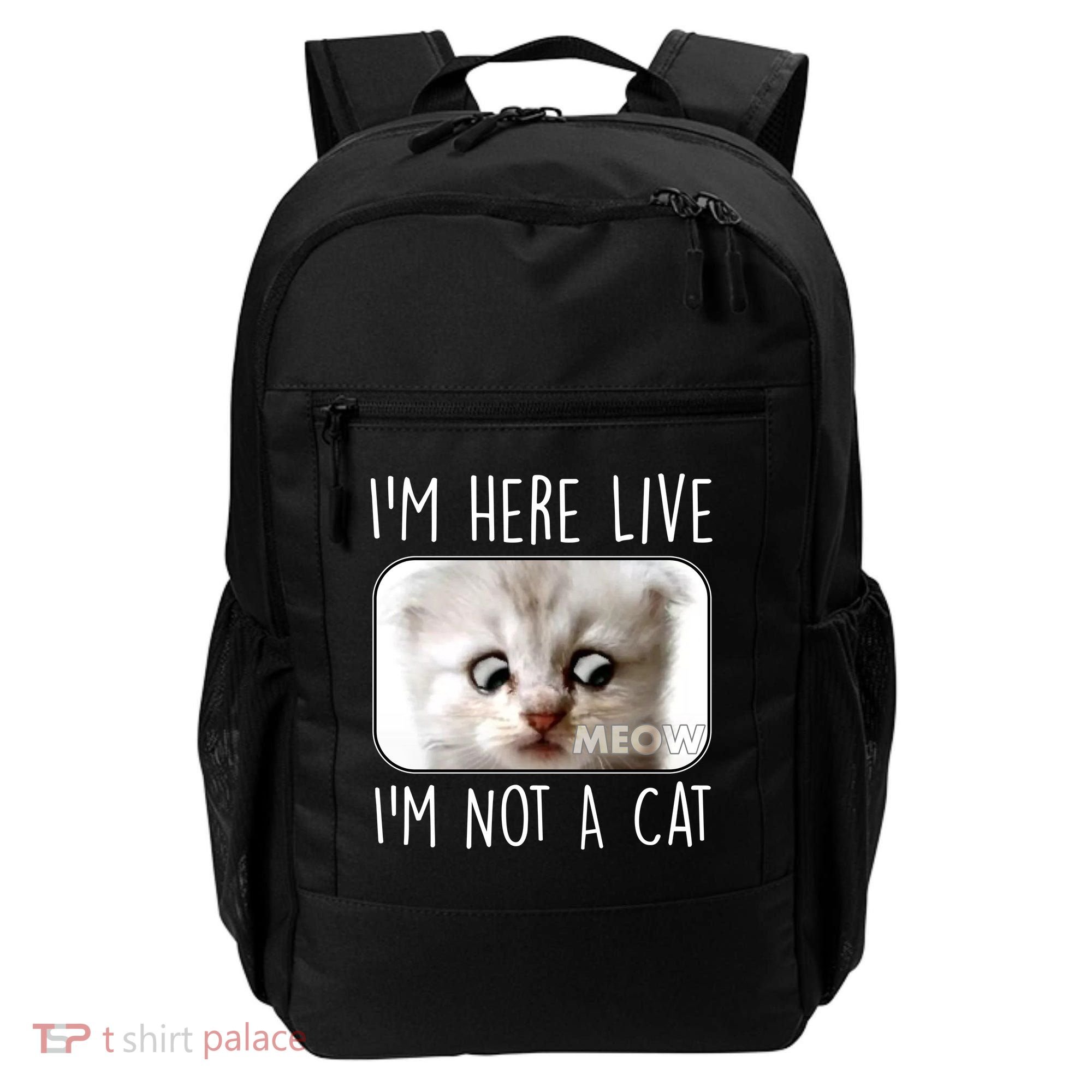 I'm Here Live I'm Not A Cat Zoom Lawyer Cat Meme Backpack
