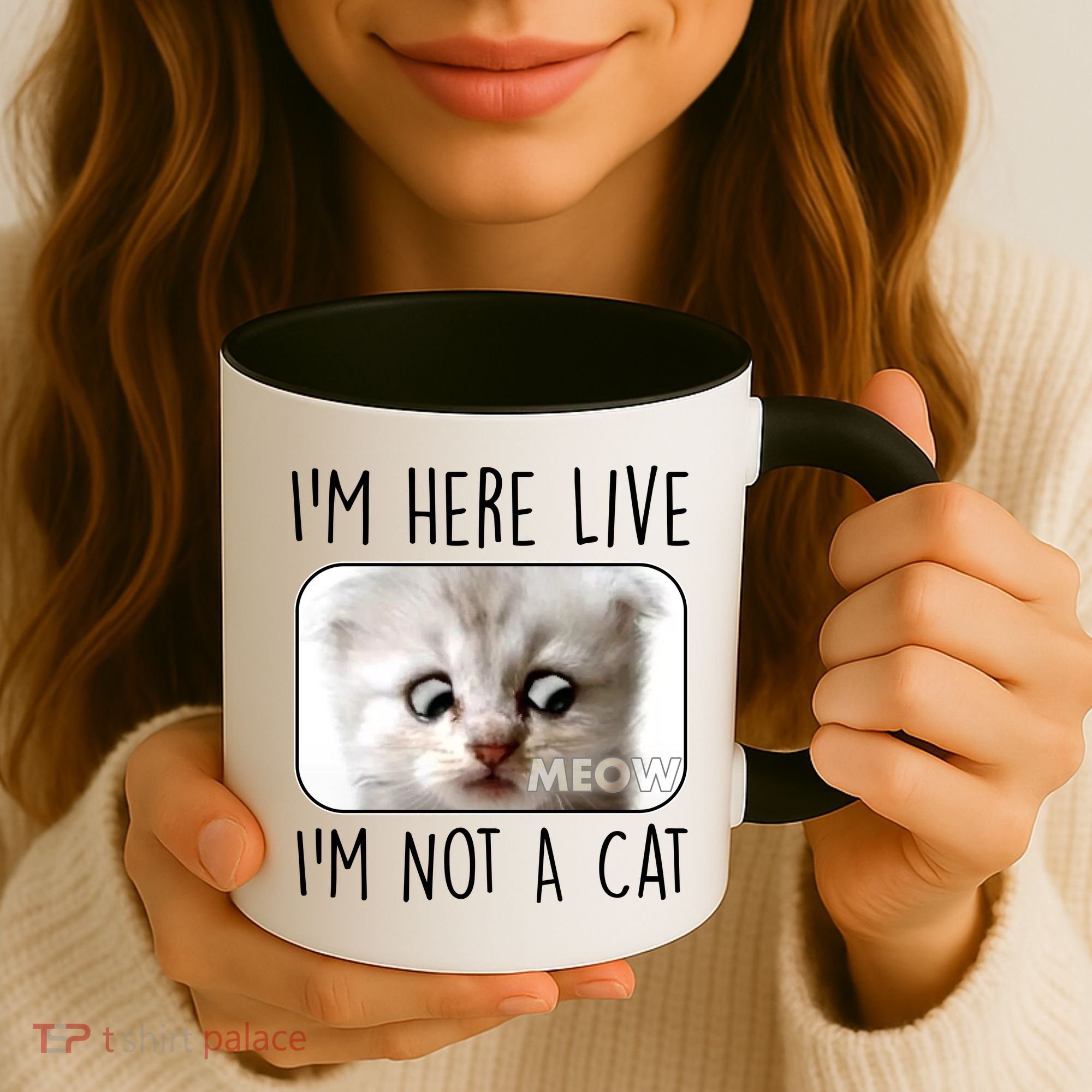 I'm Here Live I'm Not A Cat Zoom Lawyer Cat Meme Coffee Mug