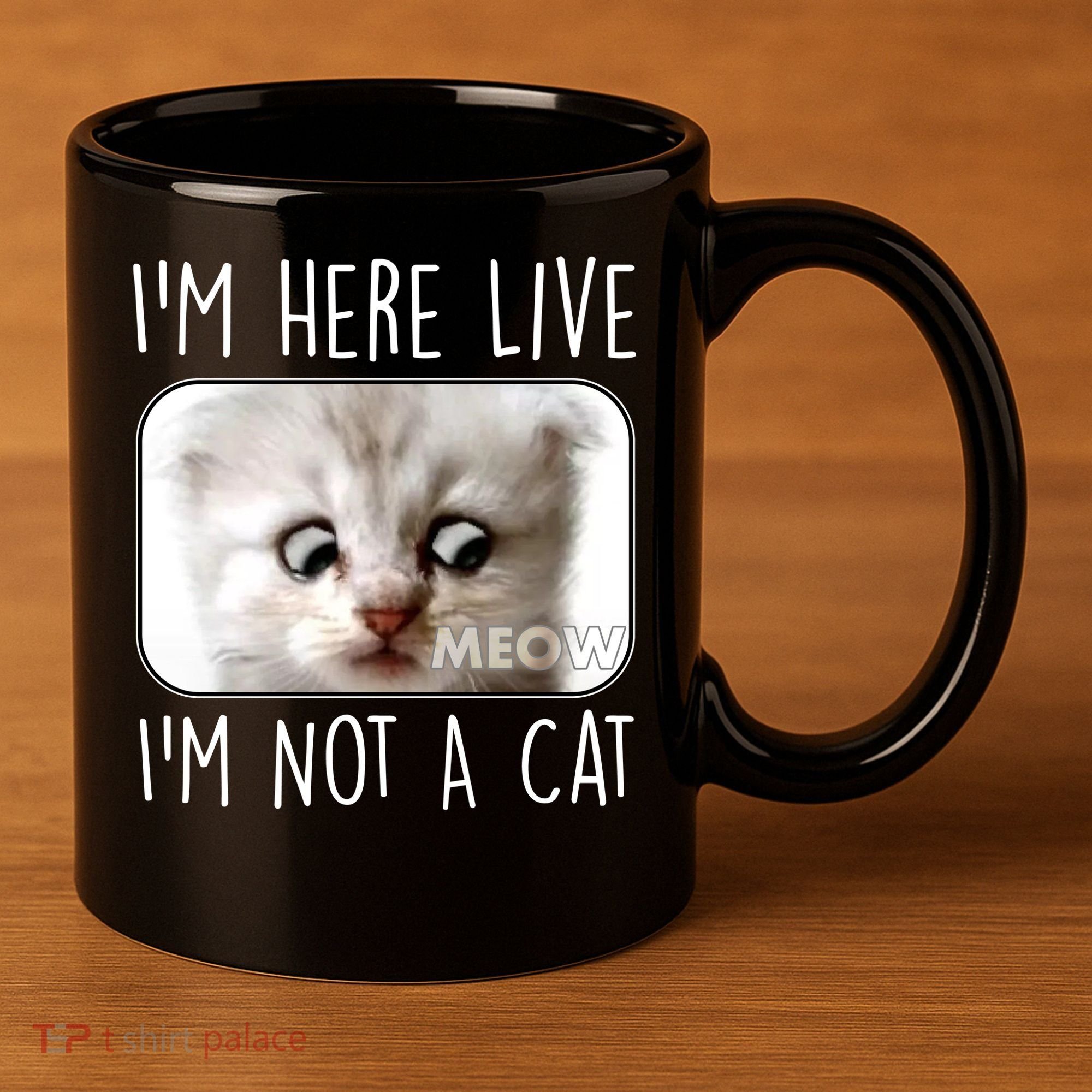 I'm Here Live I'm Not A Cat Zoom Lawyer Cat Meme 11oz C Handle Ceramic Mug