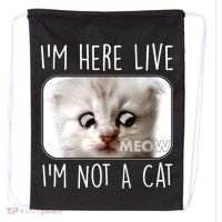 I'm Here Live I'm Not A Cat Zoom Lawyer Cat Meme Drawstring Bag thumb 0