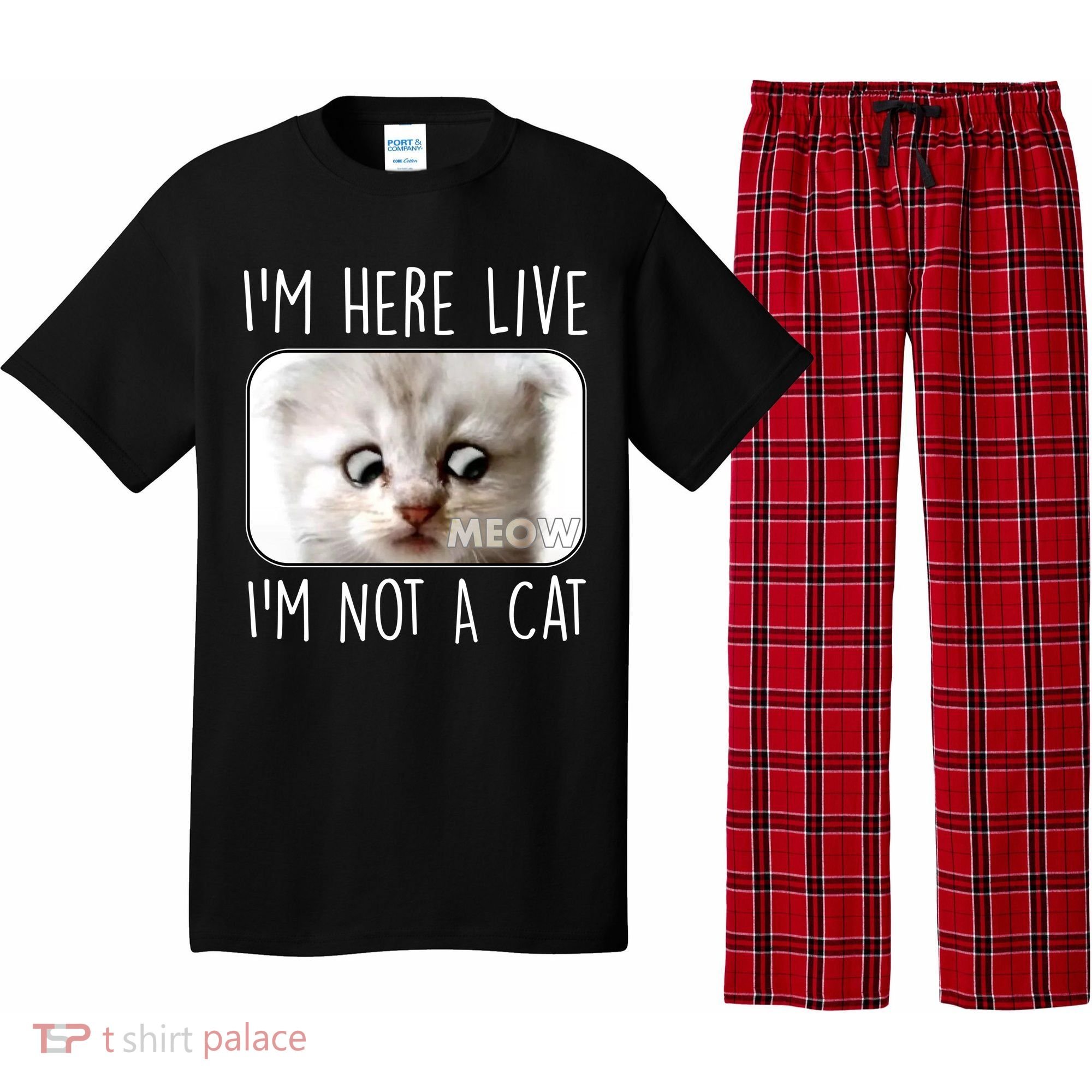 I'm Here Live I'm Not A Cat Zoom Lawyer Cat Meme Pajama Set