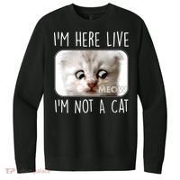 I'm Here Live I'm Not A Cat Zoom Lawyer Cat Meme V.I.T. Fleece Crew Sweatshirt thumb 0
