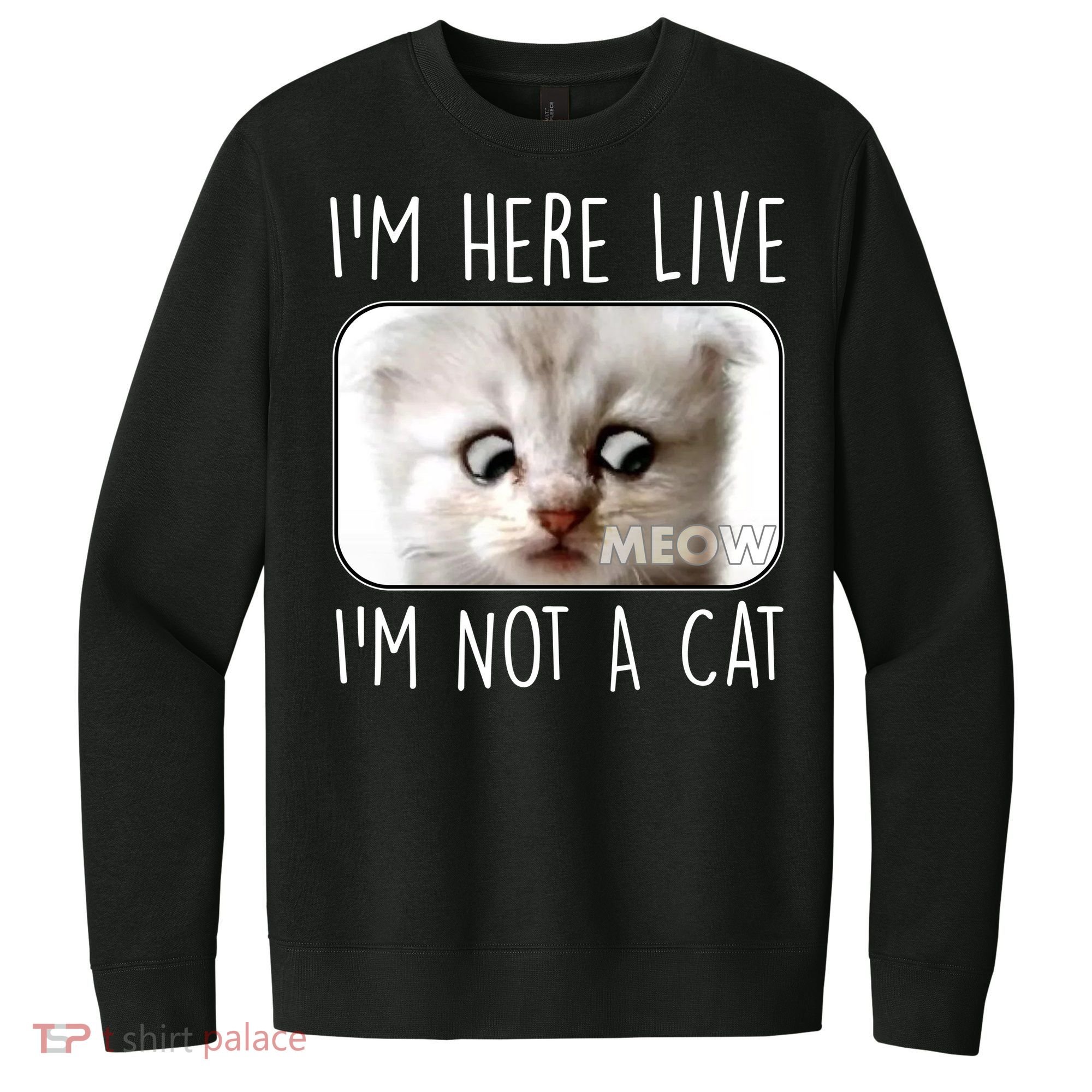 I'm Here Live I'm Not A Cat Zoom Lawyer Cat Meme V.I.T. Fleece Crew Sweatshirt