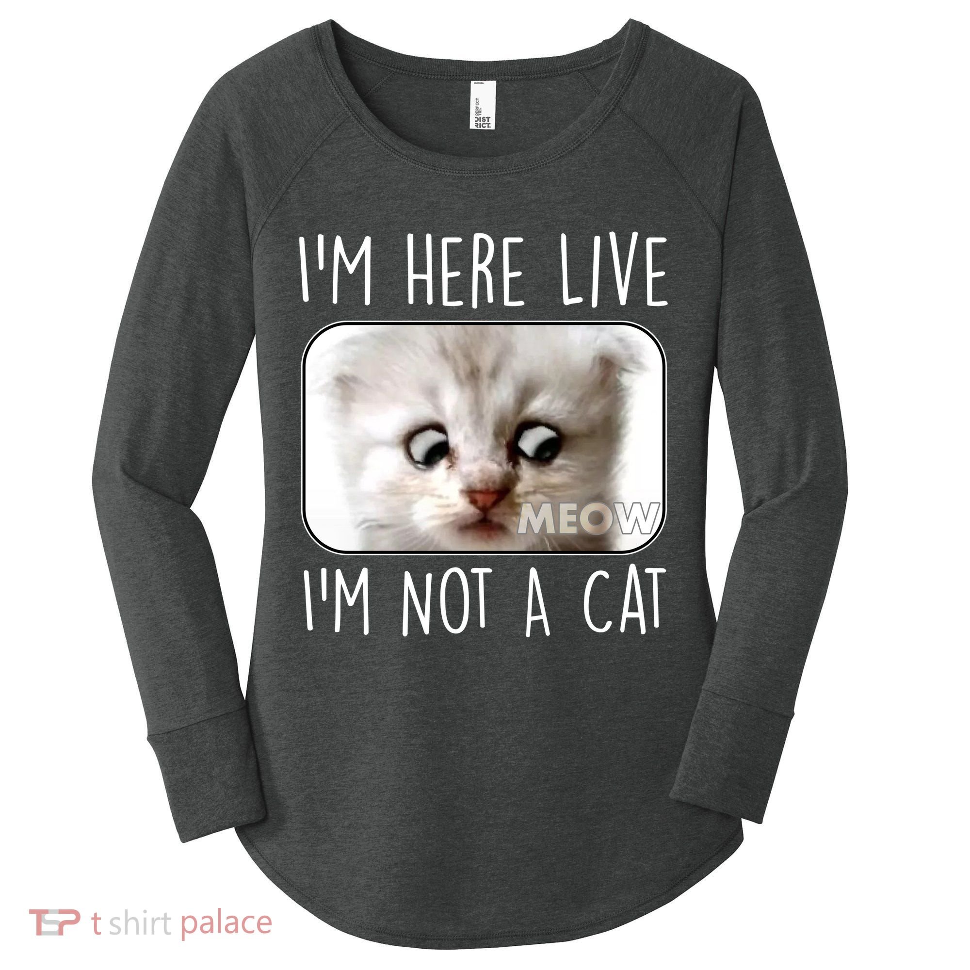 I'm Here Live I'm Not A Cat Zoom Lawyer Cat Meme Women's Perfect Tri Tunic Long Sleeve Shirt