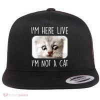 I'm Here Live I'm Not A Cat Zoom Lawyer Cat Meme Flat Bill Trucker Hat thumb 0