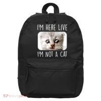 I'm Here Live I'm Not A Cat Zoom Lawyer Cat Meme 16 in Basic Backpack thumb 0