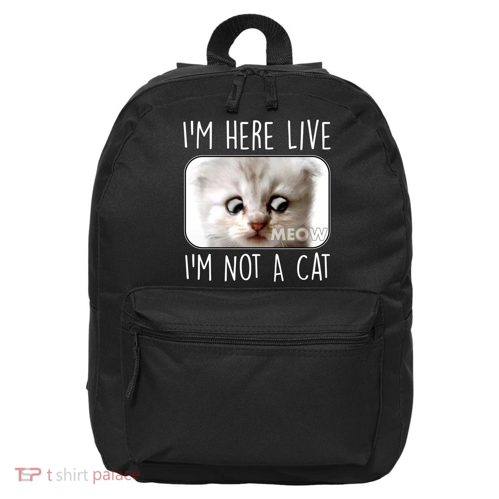 I'm Here Live I'm Not A Cat Zoom Lawyer Cat Meme 16 in Basic Backpack