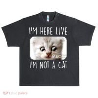 I'm Here Live I'm Not A Cat Zoom Lawyer Cat Meme Urban Oversized Heavyweight T-Shirt thumb 0