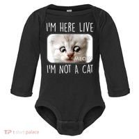 I'm Here Live I'm Not A Cat Zoom Lawyer Cat Meme Baby Long Sleeve Bodysuit thumb 0