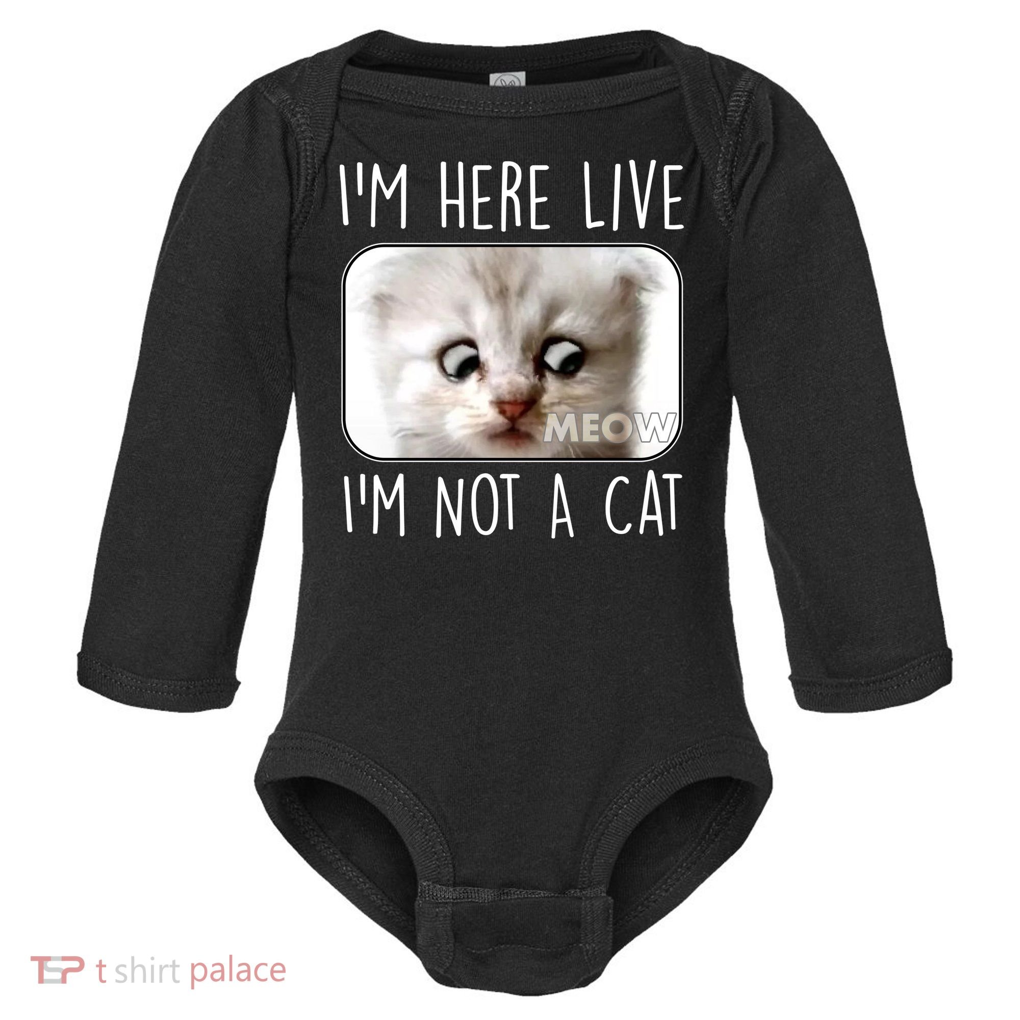 I'm Here Live I'm Not A Cat Zoom Lawyer Cat Meme Baby Long Sleeve Bodysuit