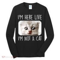 I'm Here Live I'm Not A Cat Zoom Lawyer Cat Meme Tall Long Sleeve Shirt thumb 0
