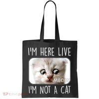 I'm Here Live I'm Not A Cat Zoom Lawyer Cat Meme Tote Bag thumb 0