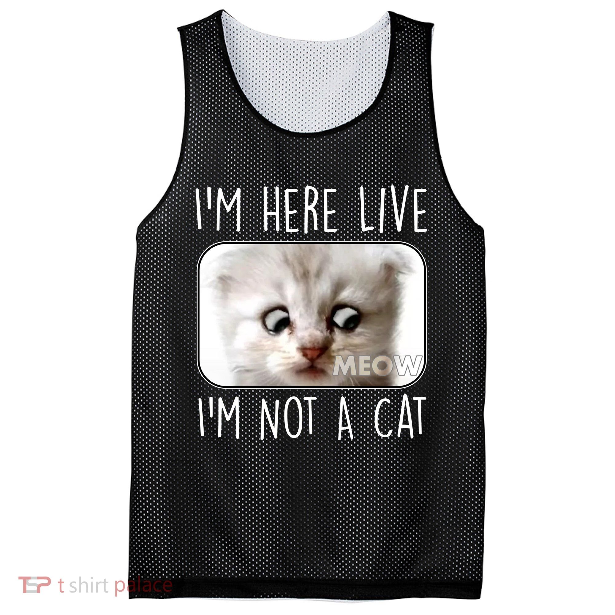I'm Here Live I'm Not A Cat Zoom Lawyer Cat Meme Mesh Reversible Basketball Jersey Tank