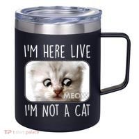 I'm Here Live I'm Not A Cat Zoom Lawyer Cat Meme 12oz Stainless Steel Coffee Mug thumb 0