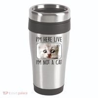 I'm Here Live I'm Not A Cat Zoom Lawyer Cat Meme 16oz Travel Tumbler thumb 0