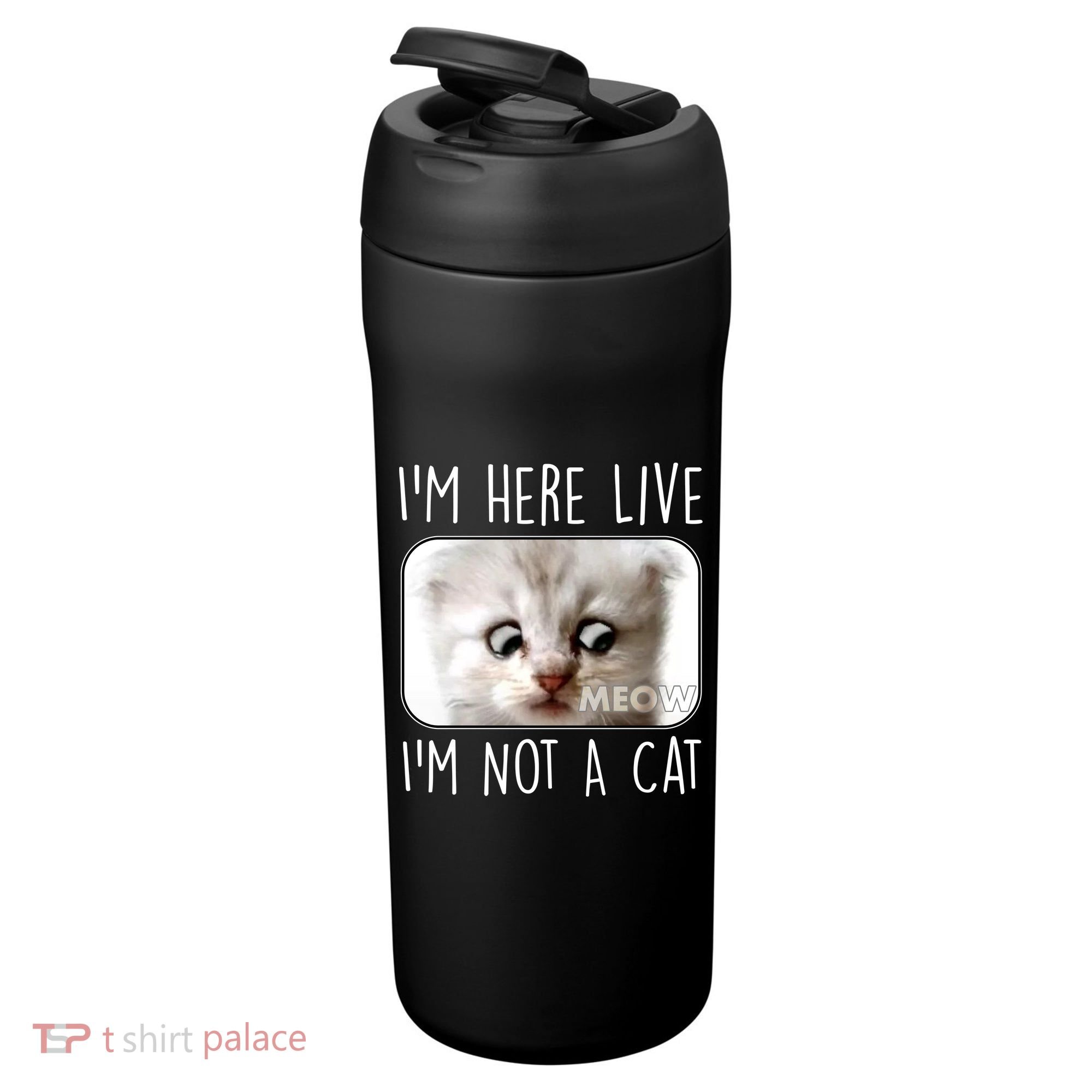 I'm Here Live I'm Not A Cat Zoom Lawyer Cat Meme 24oz Duet Stainless Steel Tumbler