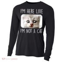I'm Here Live I'm Not A Cat Zoom Lawyer Cat Meme Cooling Performance Long Sleeve Crew thumb 0