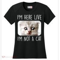 I'm Here Live I'm Not A Cat Zoom Lawyer Cat Meme Women's Cooling Performance Crew T-Shirt thumb 0