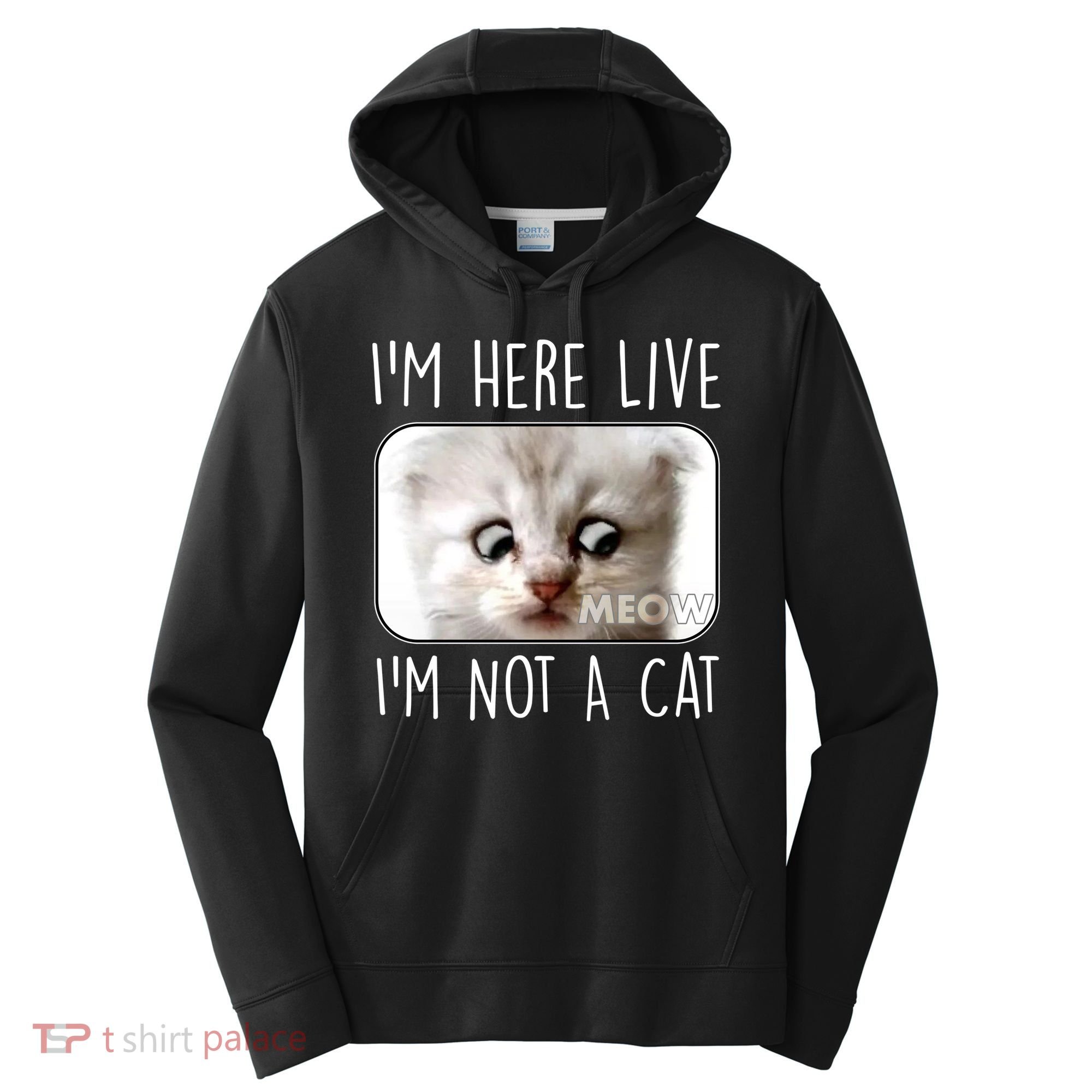 I'm Here Live I'm Not A Cat Zoom Lawyer Cat Meme Performance Fleece Hoodie