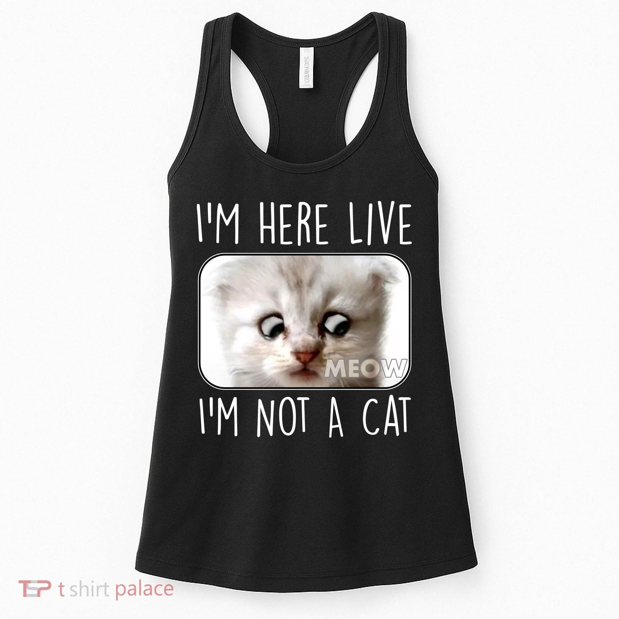 I'm Here Live I'm Not A Cat Zoom Lawyer Cat Meme Women's Tank Top