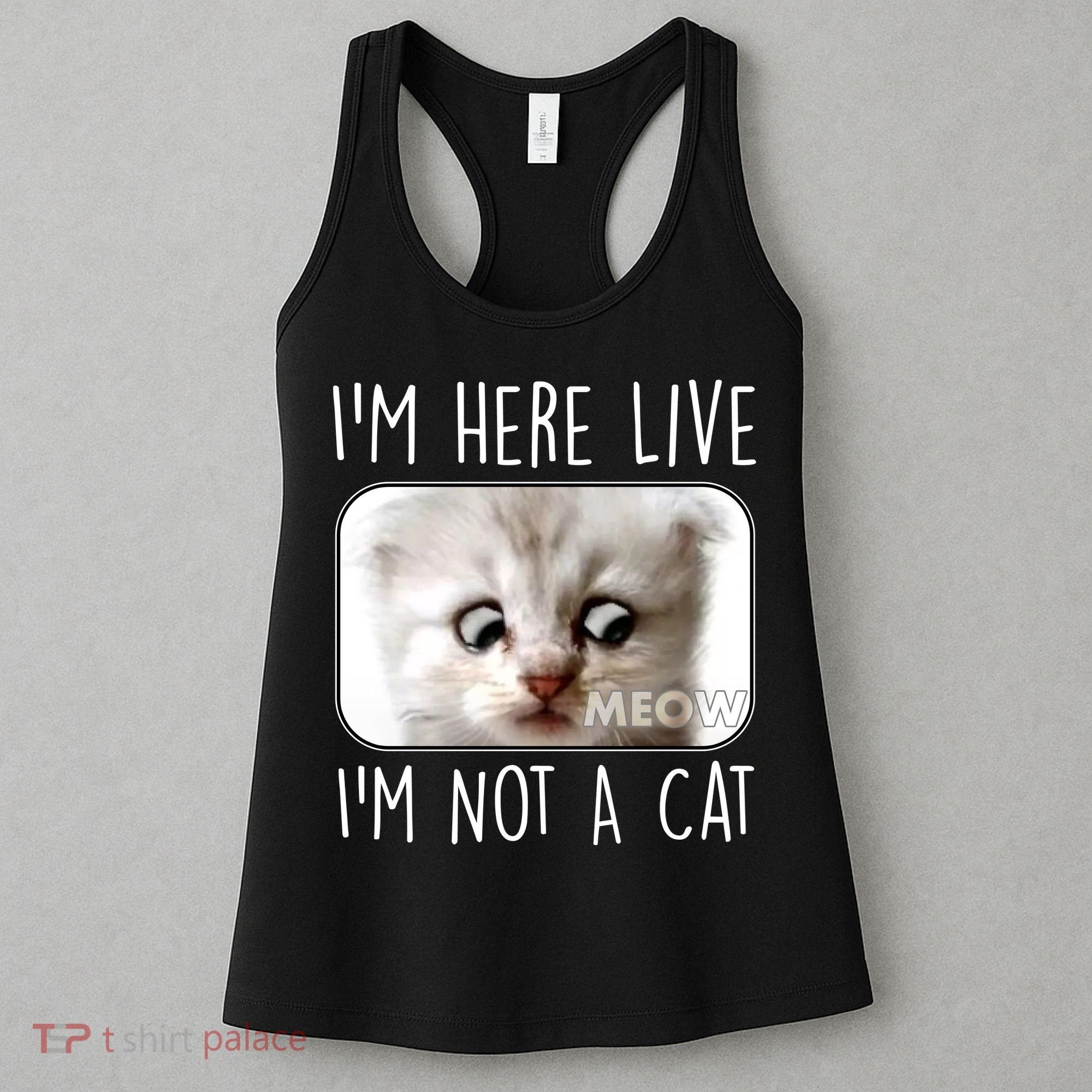 I'm Here Live I'm Not A Cat Zoom Lawyer Cat Meme Women's Tank Top