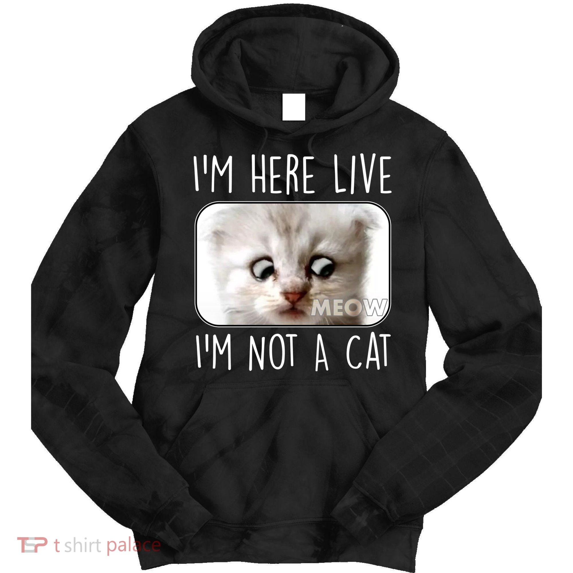 I'm Here Live I'm Not A Cat Zoom Lawyer Cat Meme Tie Dye Hoodie