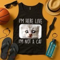 I'm Here Live I'm Not A Cat Zoom Lawyer Cat Meme Tank Top thumb 4