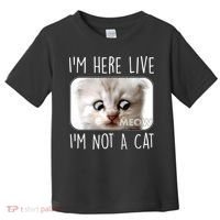 I'm Here Live I'm Not A Cat Zoom Lawyer Cat Meme Toddler T-Shirt thumb 0