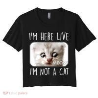 I'm Here Live I'm Not A Cat Zoom Lawyer Cat Meme Women's Crop Top Tee thumb 0