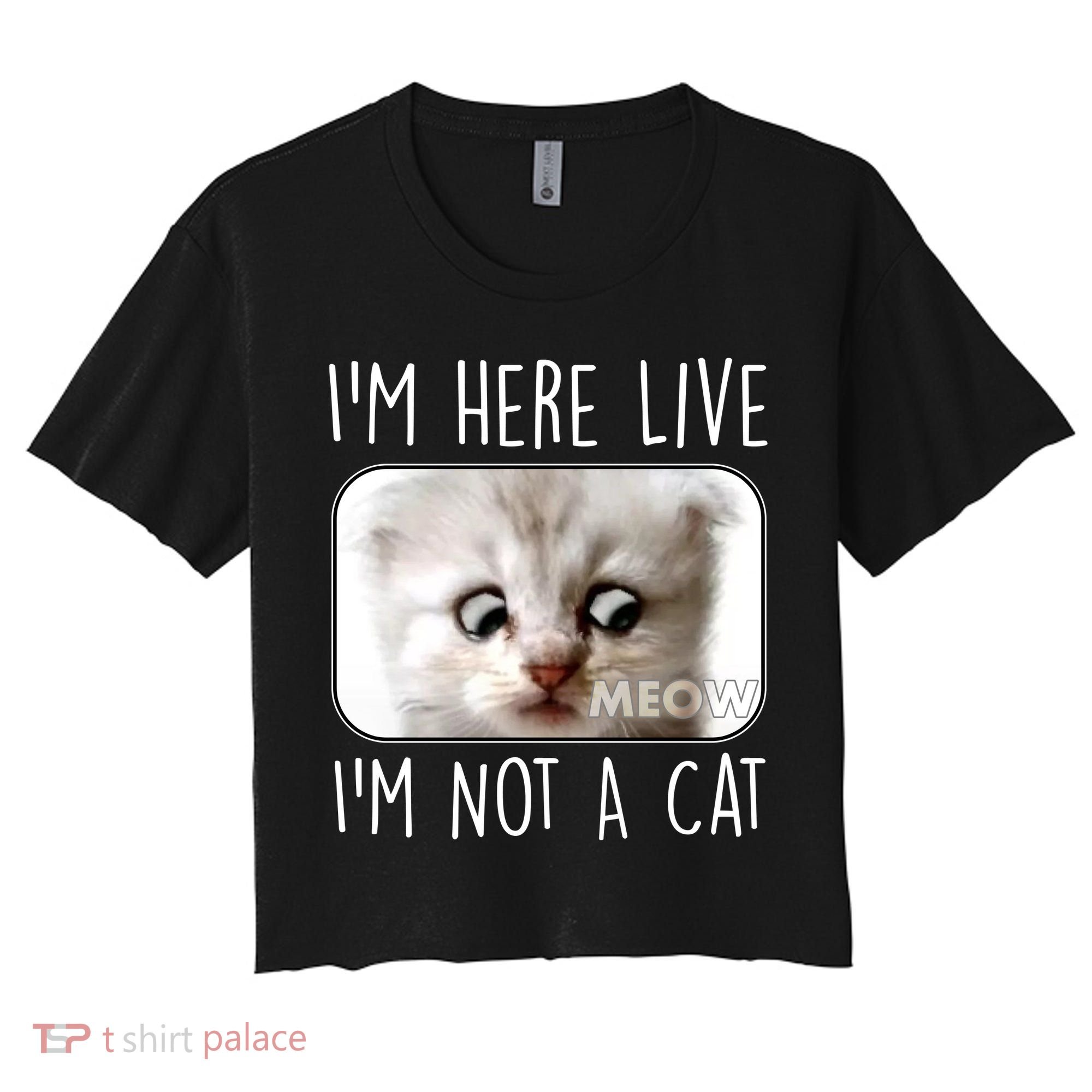 I'm Here Live I'm Not A Cat Zoom Lawyer Cat Meme Women's Crop Top Tee