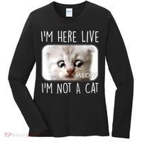 I'm Here Live I'm Not A Cat Zoom Lawyer Cat Meme Women's Long Sleeve Shirt thumb 0