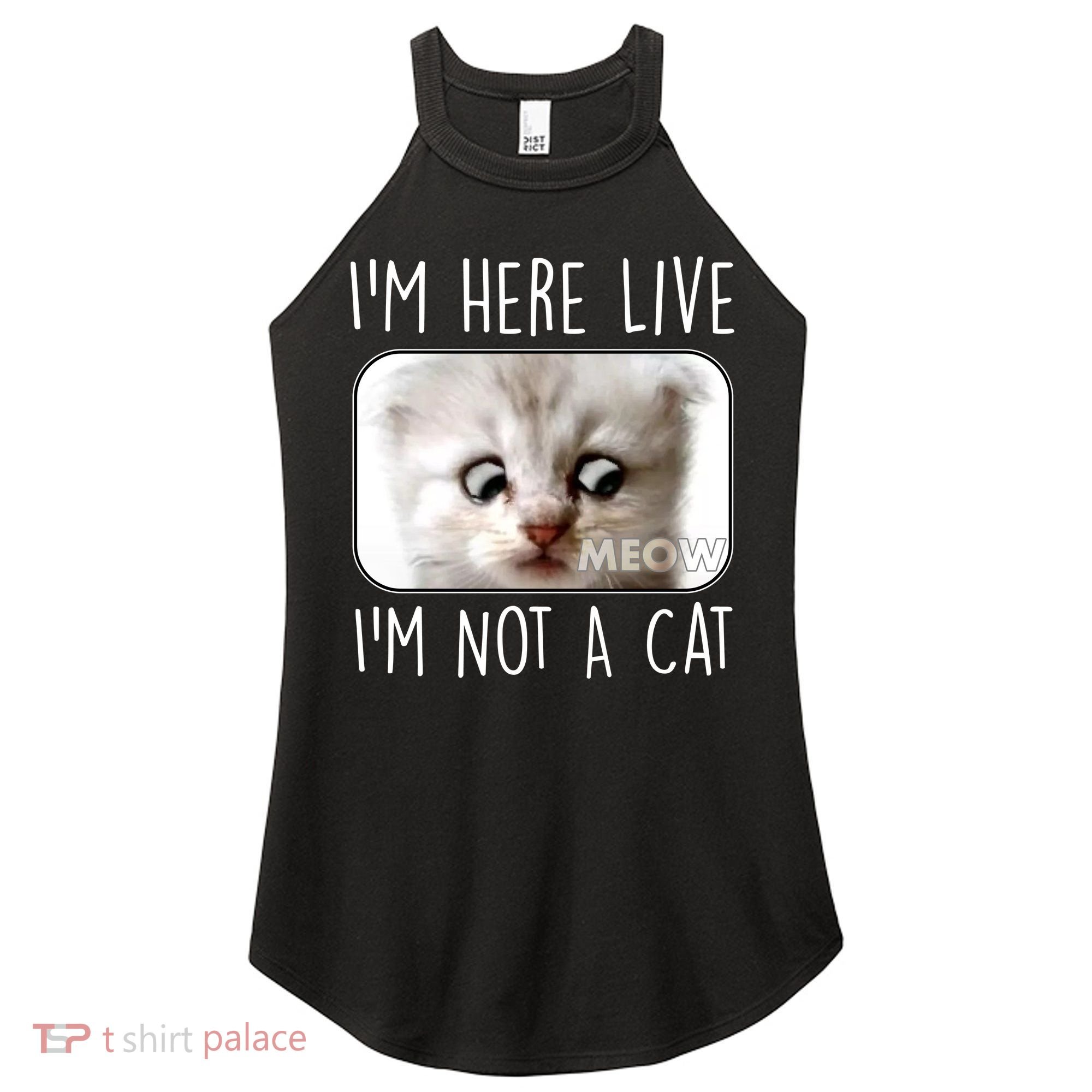 I'm Here Live I'm Not A Cat Zoom Lawyer Cat Meme Women's Perfect Tri Rocker Tank
