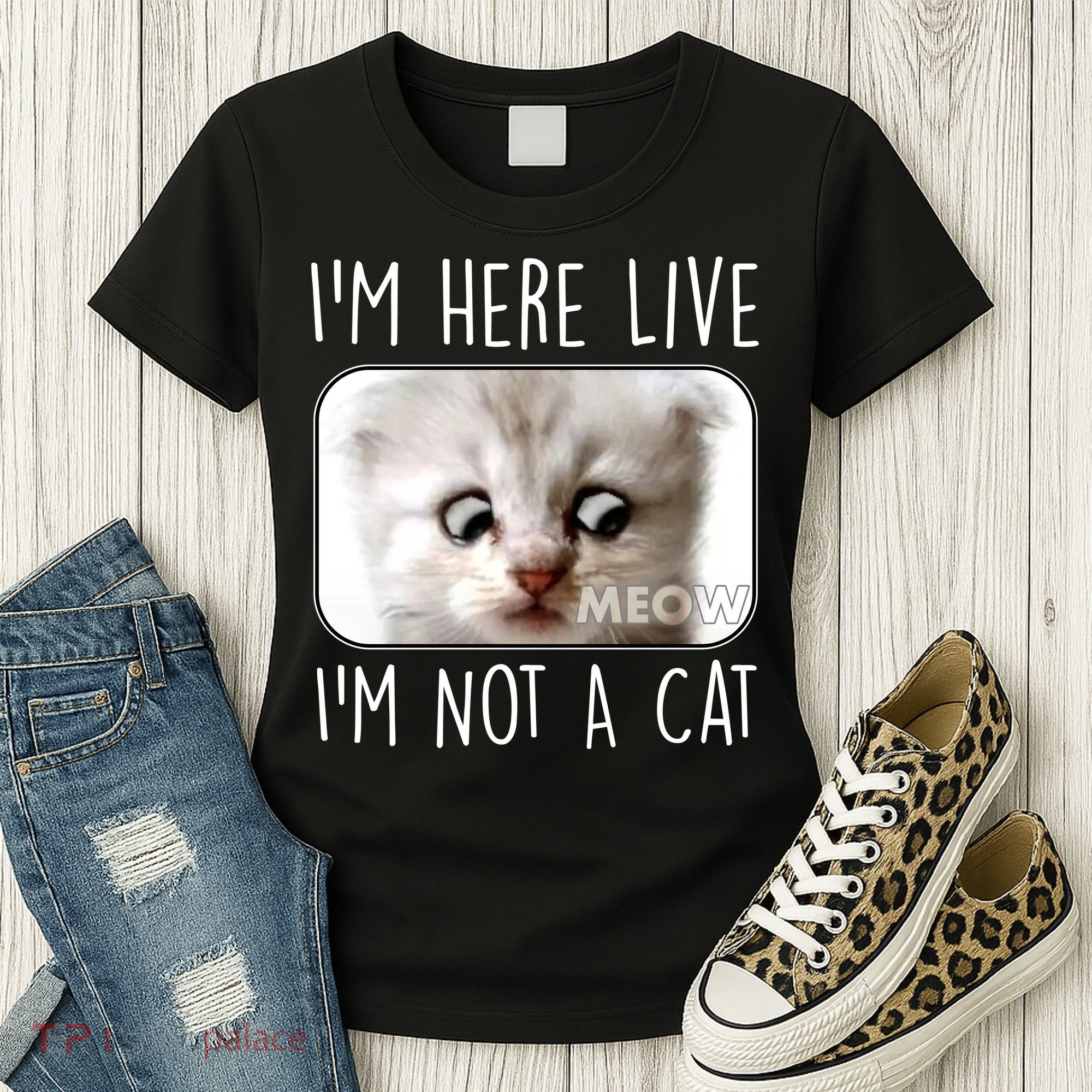 I'm Here Live I'm Not A Cat Zoom Lawyer Cat Meme Women's T-Shirt
