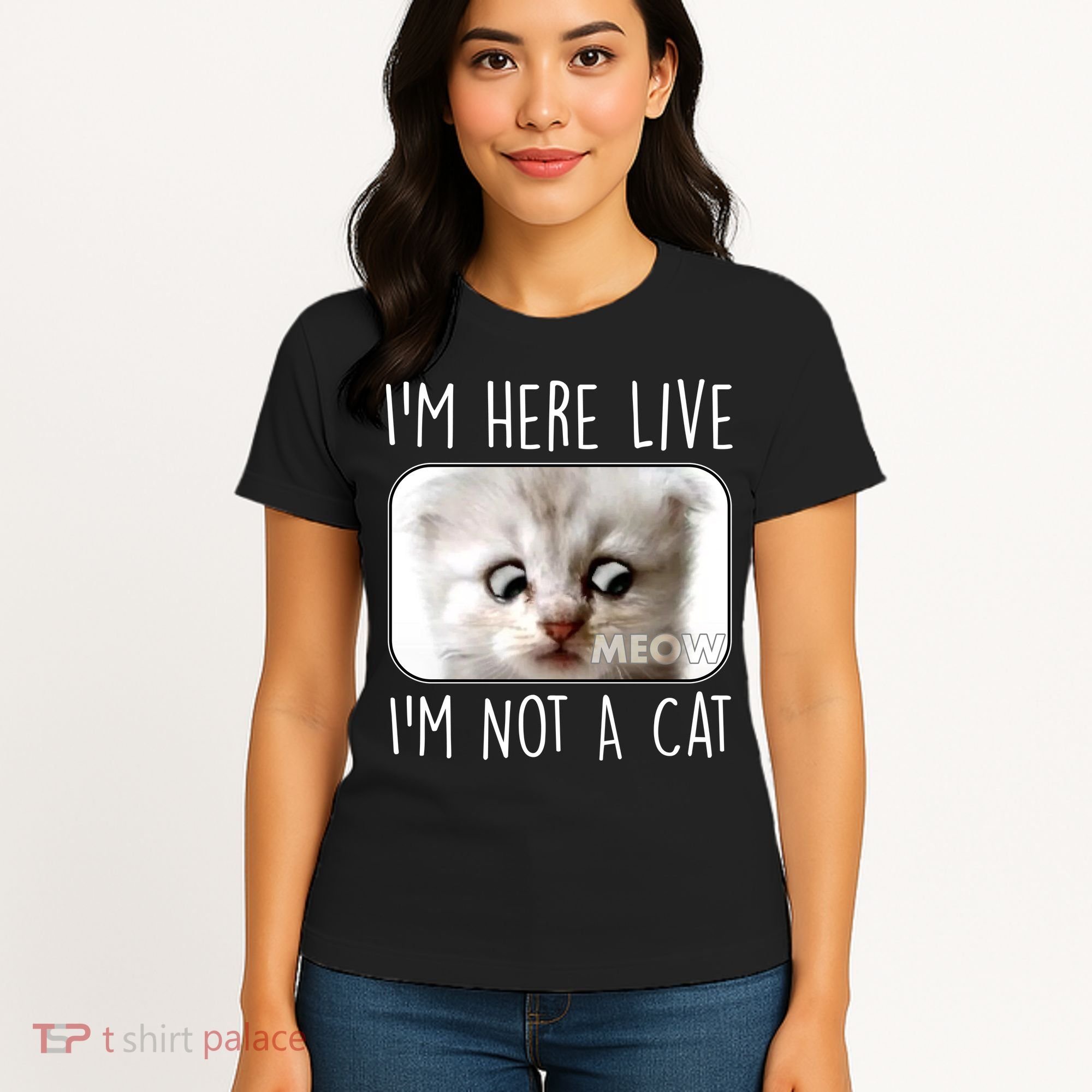 I'm Here Live I'm Not A Cat Zoom Lawyer Cat Meme Women's T-Shirt
