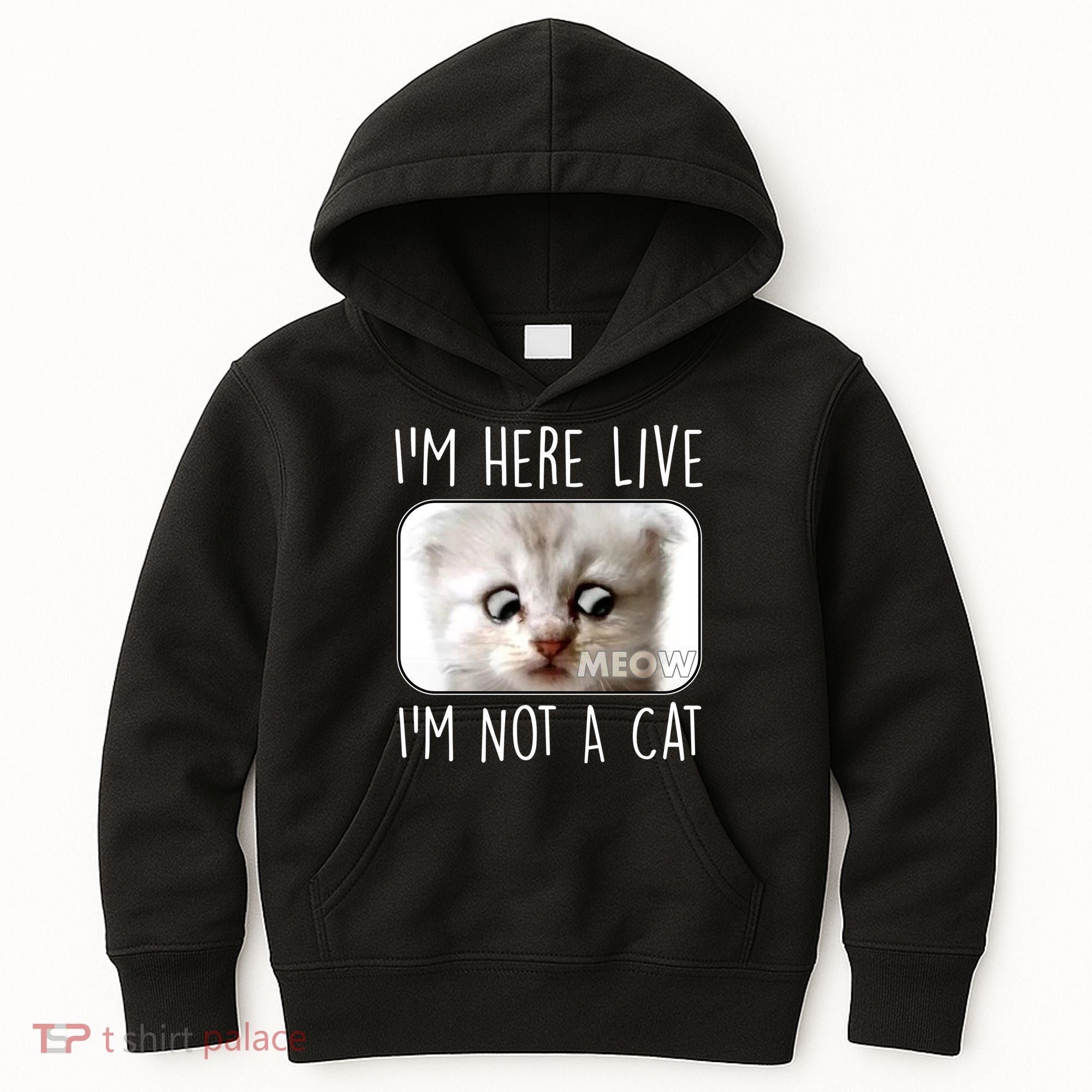 I'm Here Live I'm Not A Cat Zoom Lawyer Cat Meme Kids Hoodie