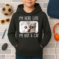 I'm Here Live I'm Not A Cat Zoom Lawyer Cat Meme Kids Hoodie thumb 2