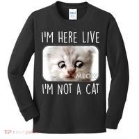 I'm Here Live I'm Not A Cat Zoom Lawyer Cat Meme Kids Long Sleeve Shirt thumb 0
