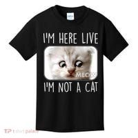 I'm Here Live I'm Not A Cat Zoom Lawyer Cat Meme Kids T-Shirt thumb 0