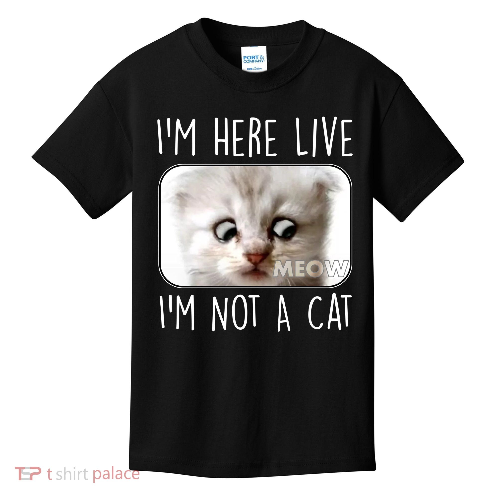 I'm Here Live I'm Not A Cat Zoom Lawyer Cat Meme Kids T-Shirt